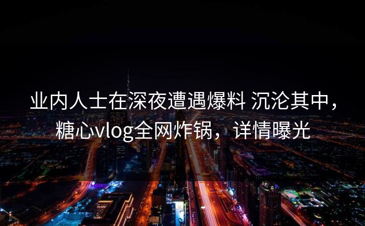 业内人士在深夜遭遇爆料 沉沦其中，糖心vlog全网炸锅，详情曝光  第1张