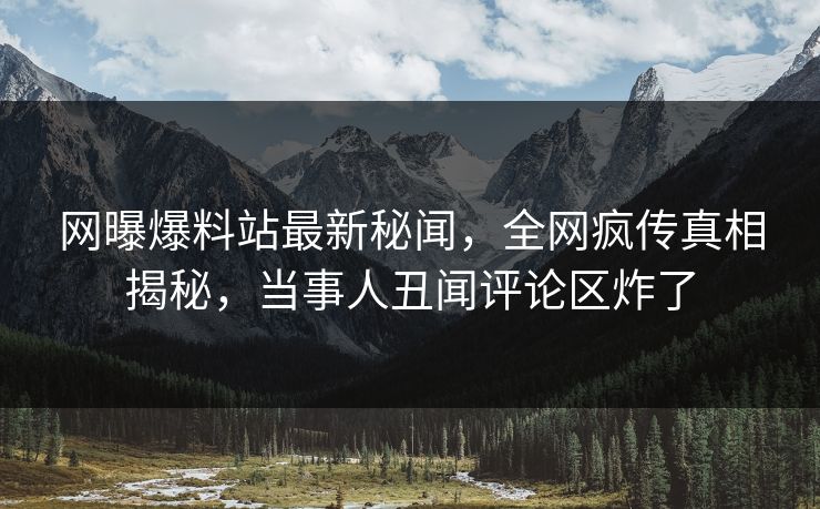网曝爆料站最新秘闻，全网疯传真相揭秘，当事人丑闻评论区炸了