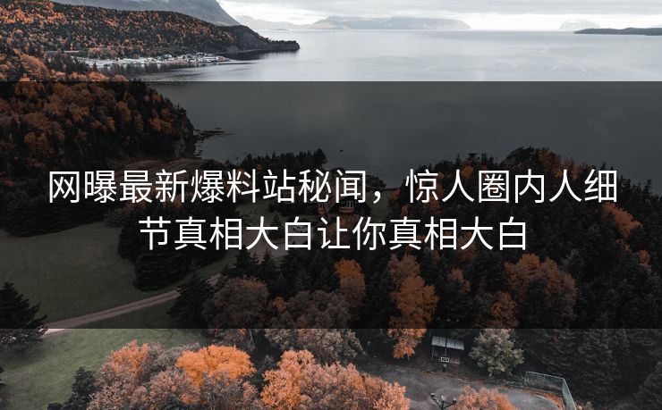 网曝最新爆料站秘闻，惊人圈内人细节真相大白让你真相大白