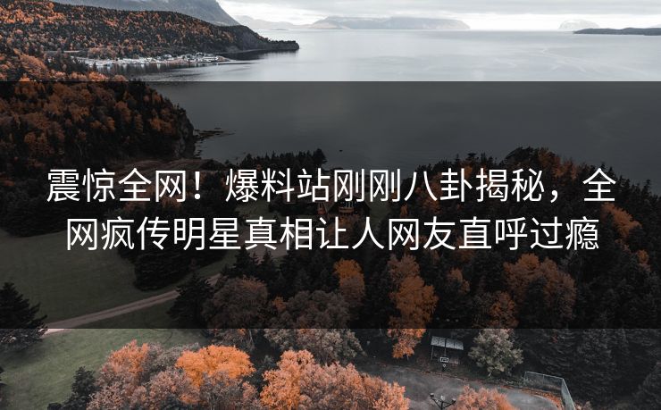 震惊全网！爆料站刚刚八卦揭秘，全网疯传明星真相让人网友直呼过瘾