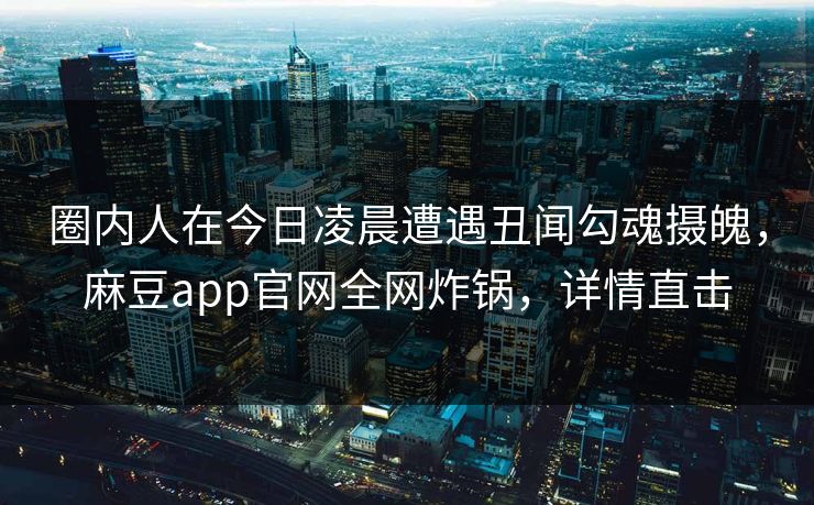 圈内人在今日凌晨遭遇丑闻勾魂摄魄，麻豆app官网全网炸锅，详情直击  第1张