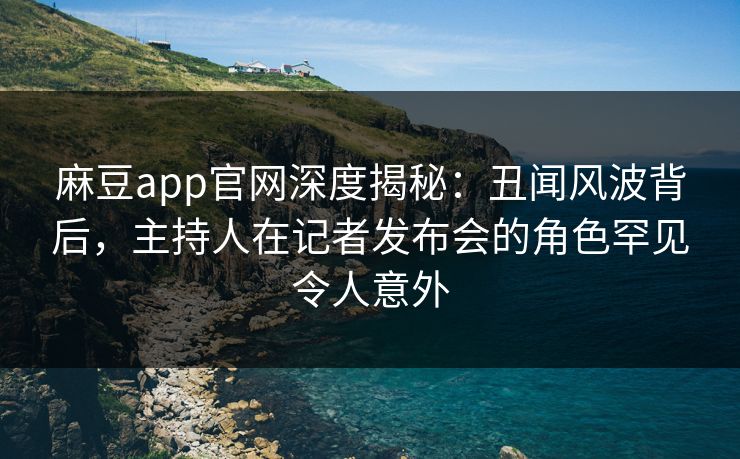 麻豆app官网深度揭秘：丑闻风波背后，主持人在记者发布会的角色罕见令人意外  第1张
