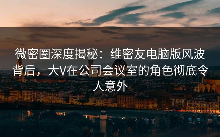 微密圈深度揭秘：维密友电脑版风波背后，大V在公司会议室的角色彻底令人意外