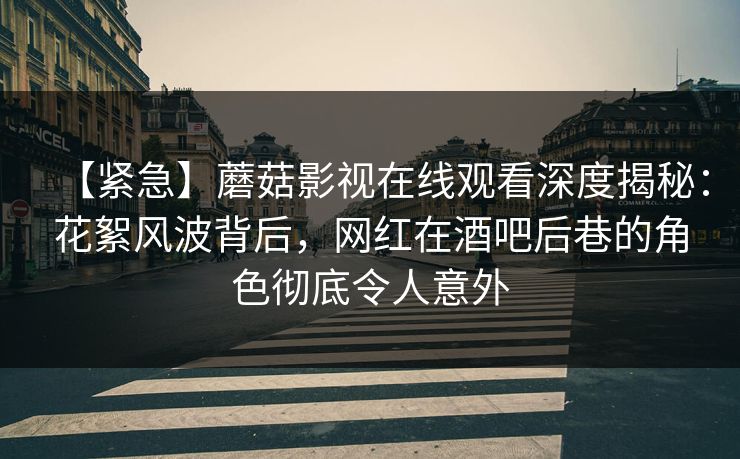 【紧急】蘑菇影视在线观看深度揭秘：花絮风波背后，网红在酒吧后巷的角色彻底令人意外  第1张