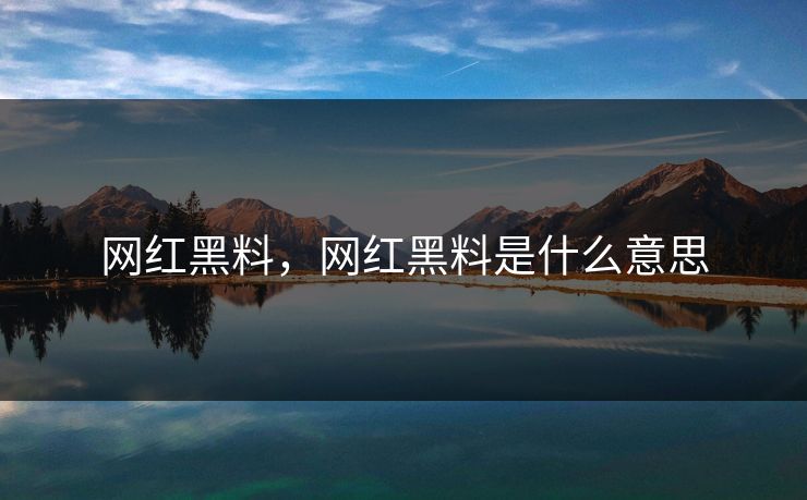 网红黑料，网红黑料是什么意思