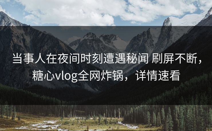 当事人在夜间时刻遭遇秘闻 刷屏不断，糖心vlog全网炸锅，详情速看